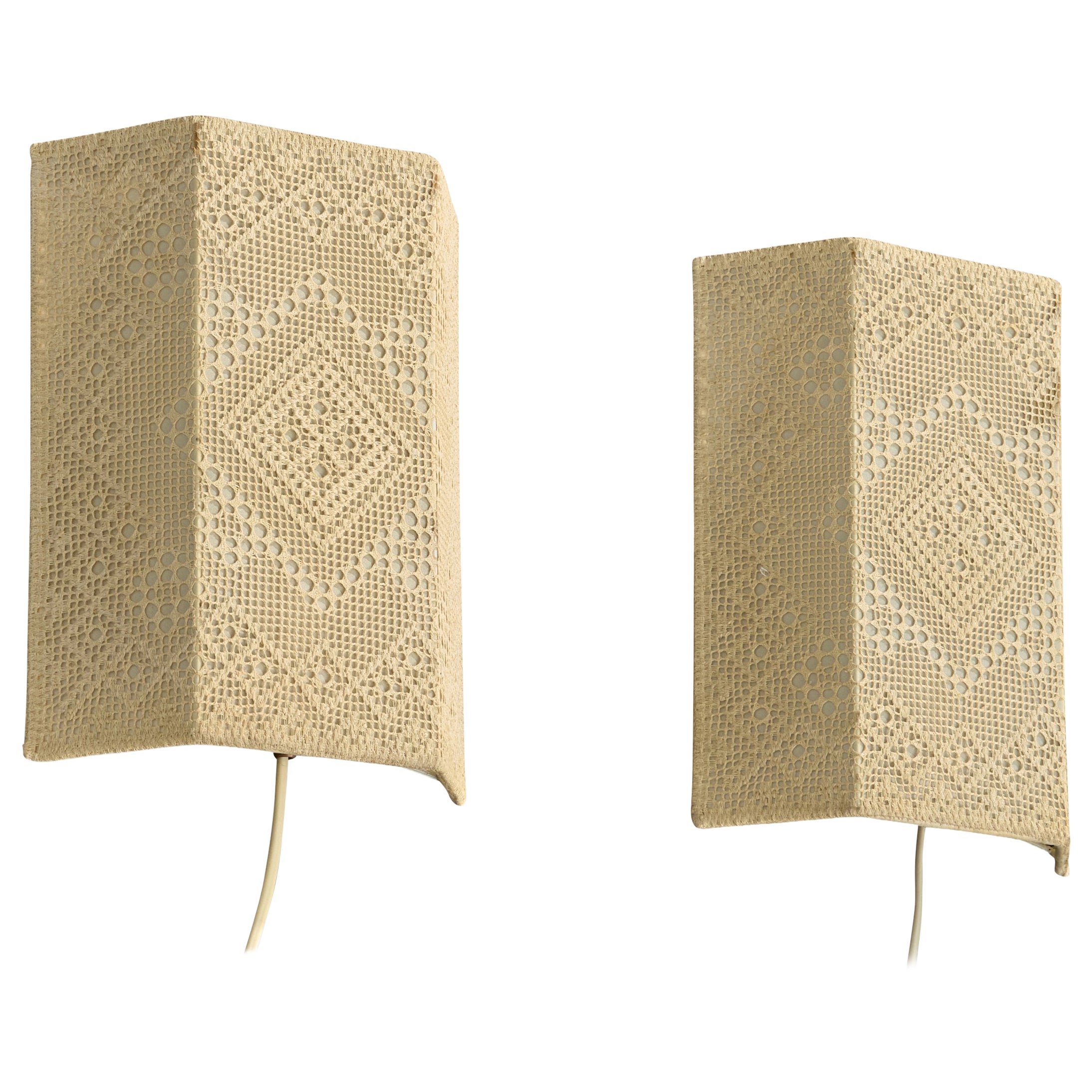 Swedish Designer, Wall Lights, Fabric, Sweden, 1970s