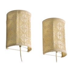 Swedish Designer, Wall Lights, Fabric, Sweden, 1970s