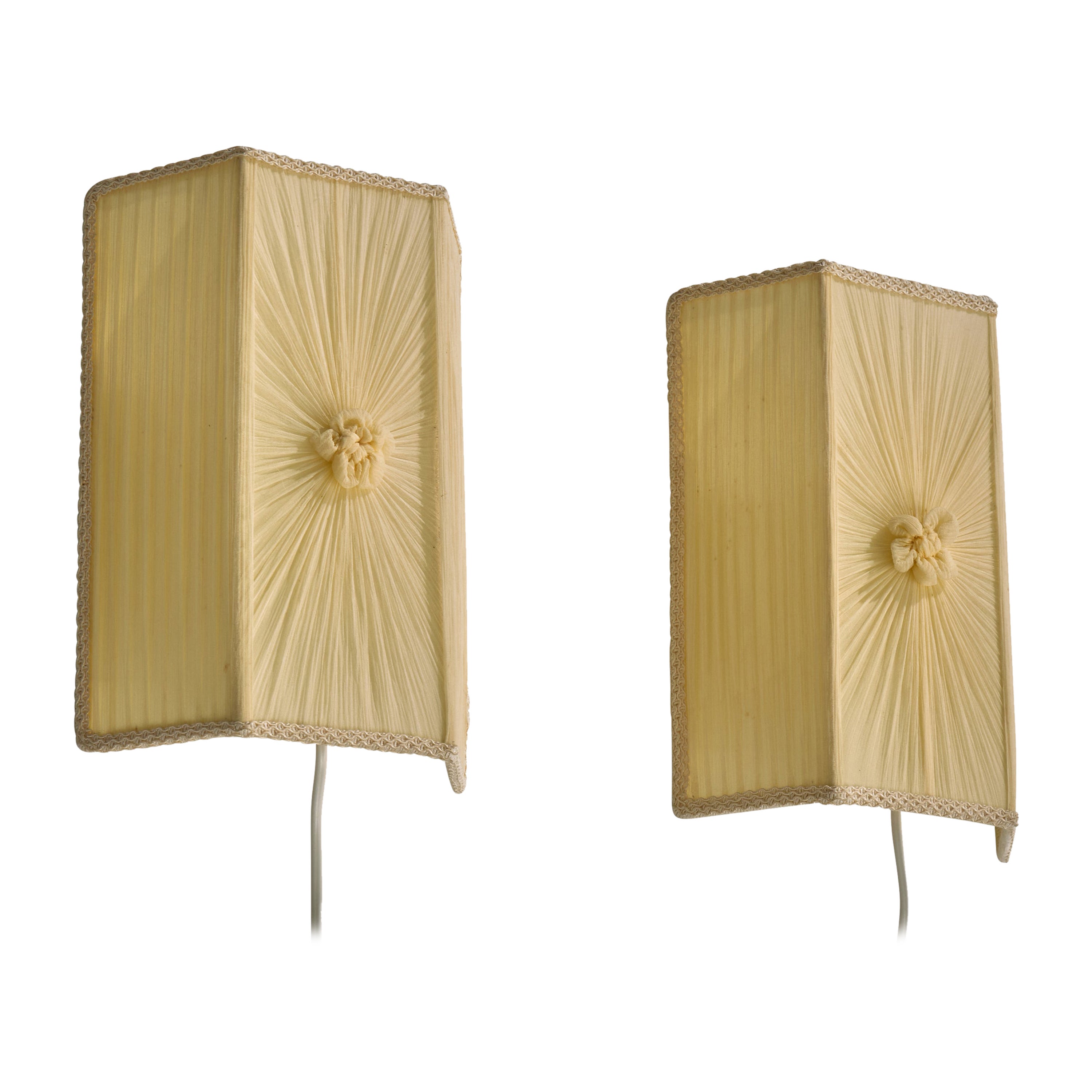 Swedish Designer, Wall Lights, Fabric, Sweden, 1970s