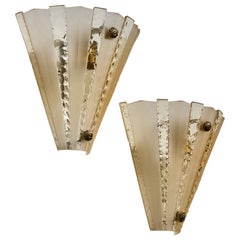 Diseñador sueco, apliques de pared, cristal, latón, Suecia, década de 1950