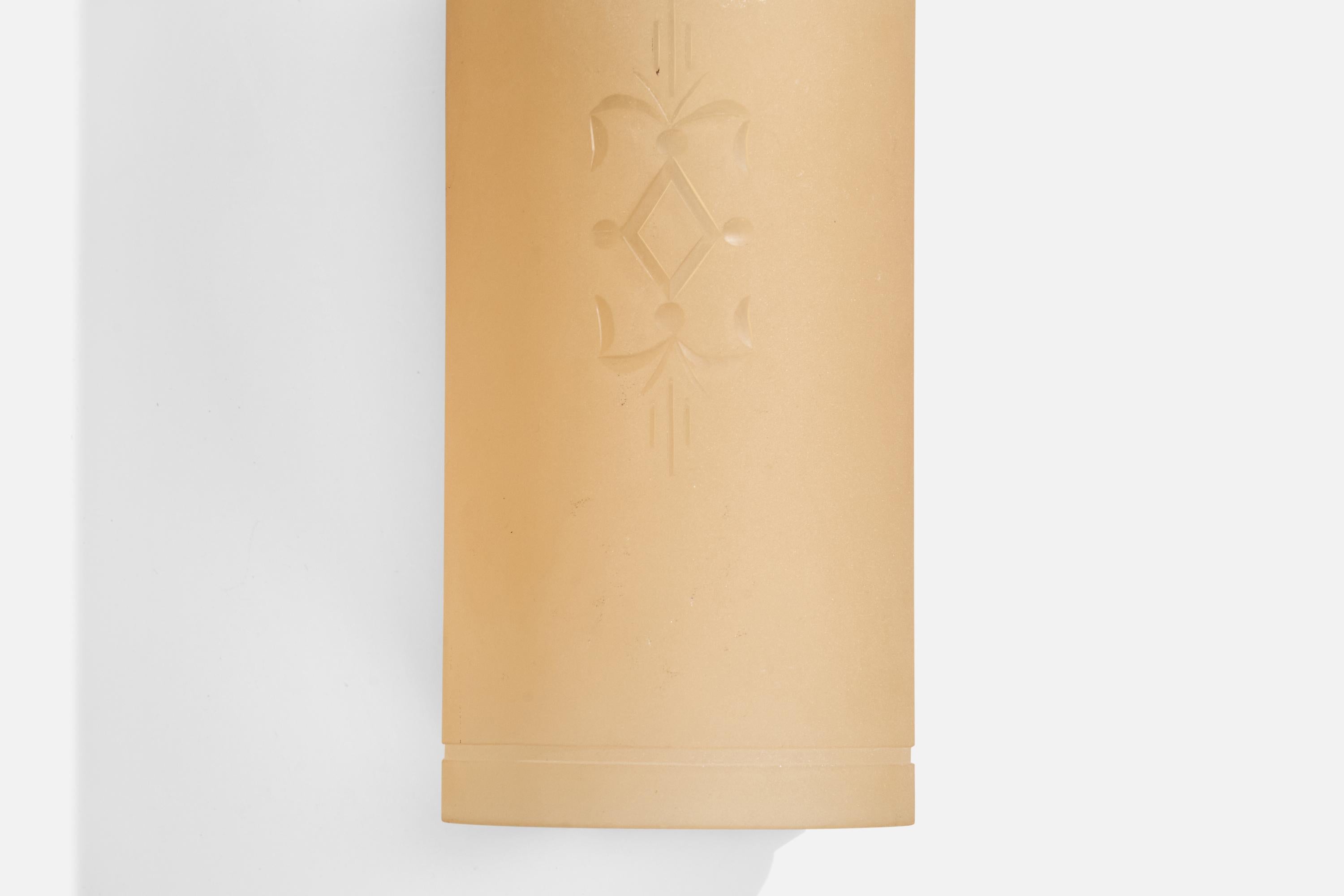 Swedish Designer, Wall Lights, Glass, Metal, Sweden, 1930s 2