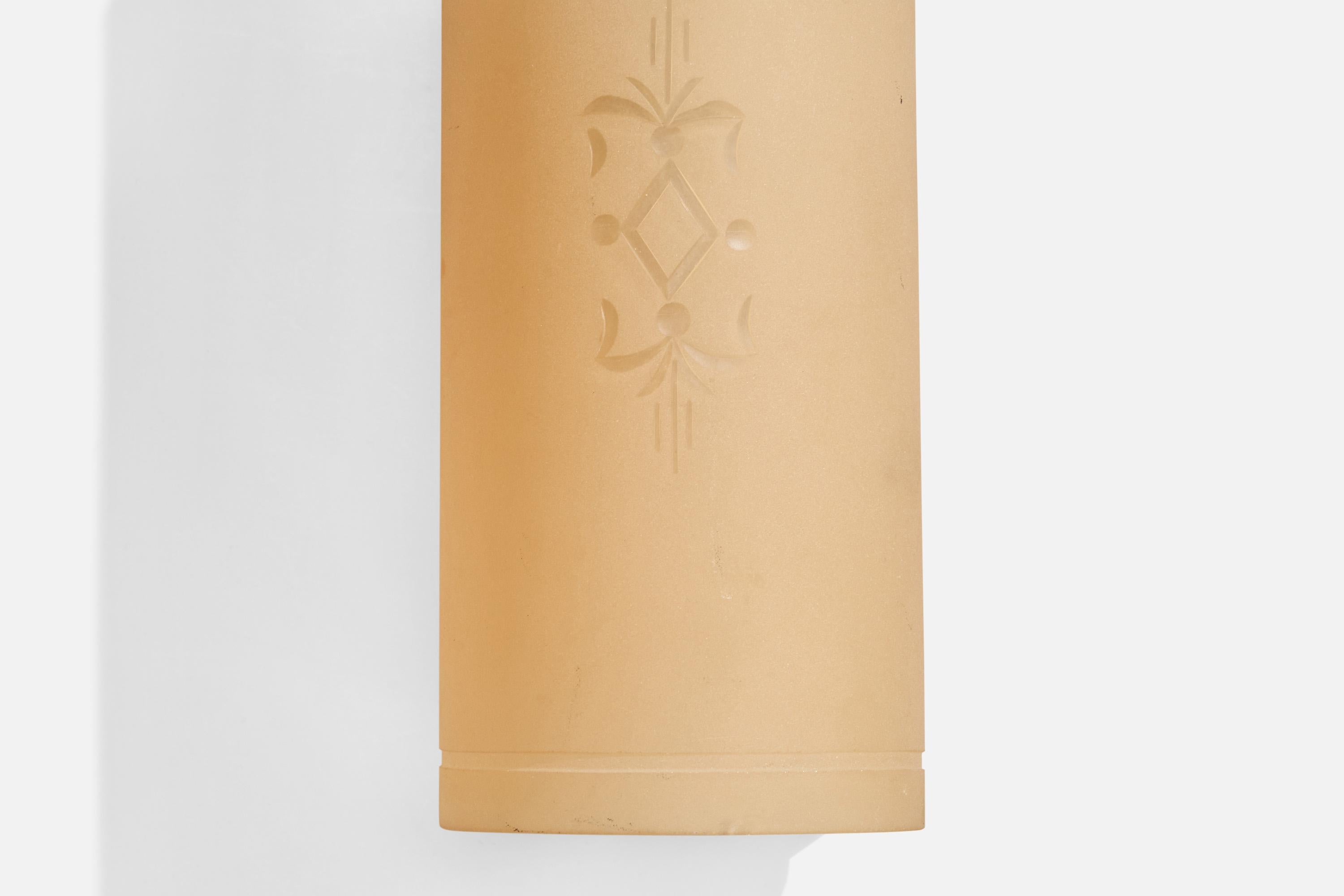 Swedish Designer, Wall Lights, Glass, Metal, Sweden, 1930s 4