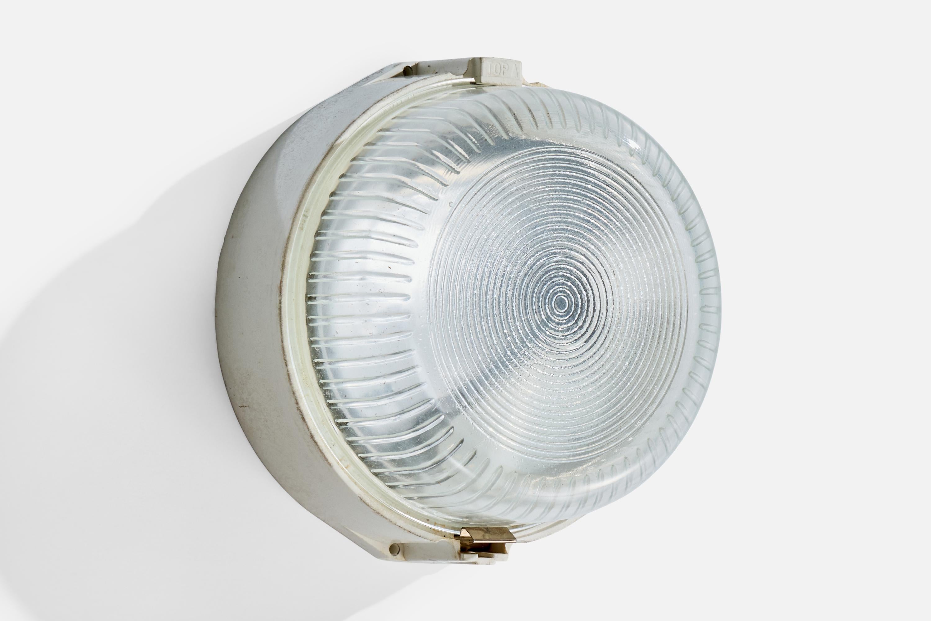Swedish Designer, Wall Lights, Glass, Plastic, Sweden, 1960s In Good Condition For Sale In High Point, NC