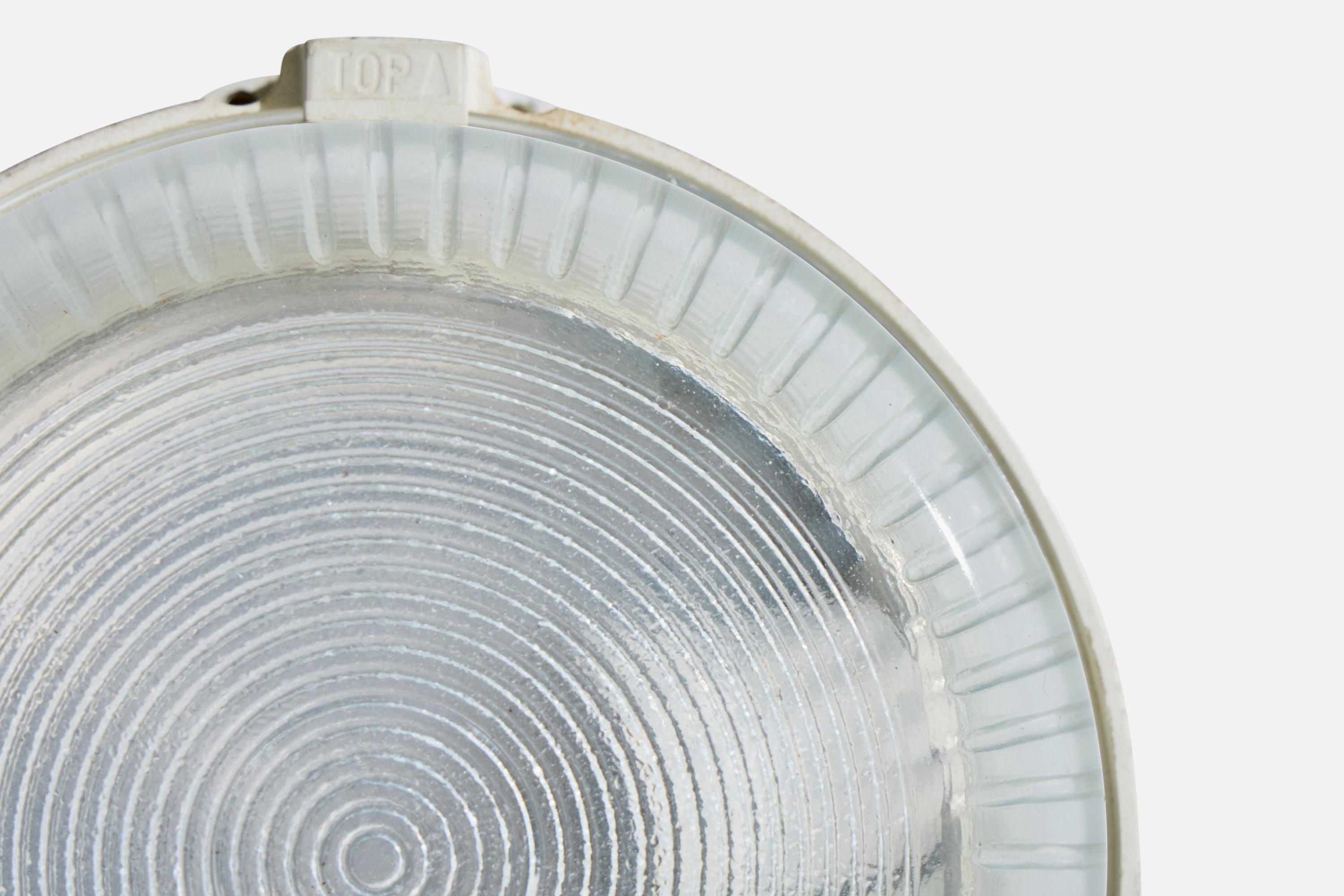 Swedish Designer, Wall Lights, Glass, Plastic, Sweden, 1960s For Sale 3