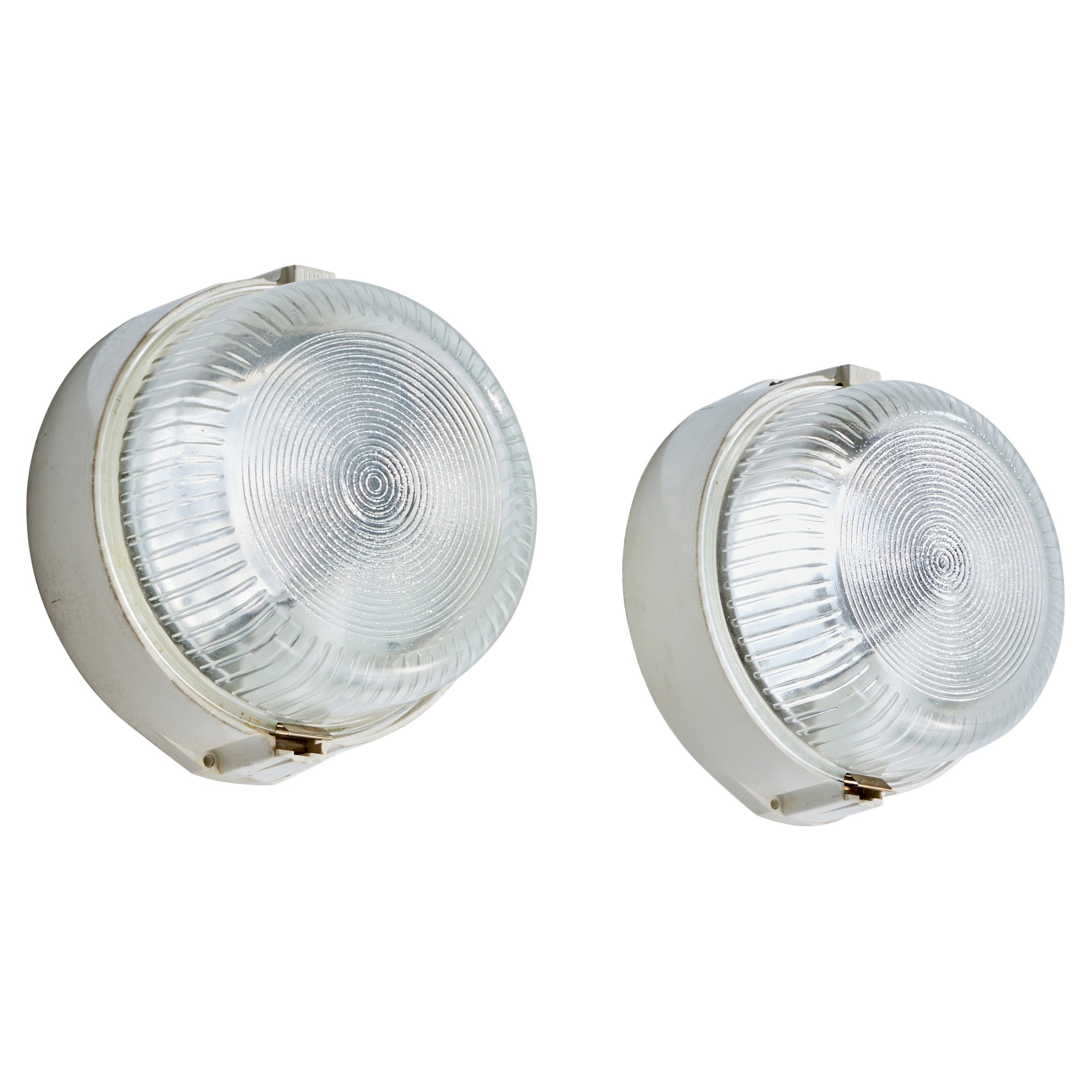 Swedish Designer, Wall Lights, Glass, Plastic, Sweden, 1960s For Sale