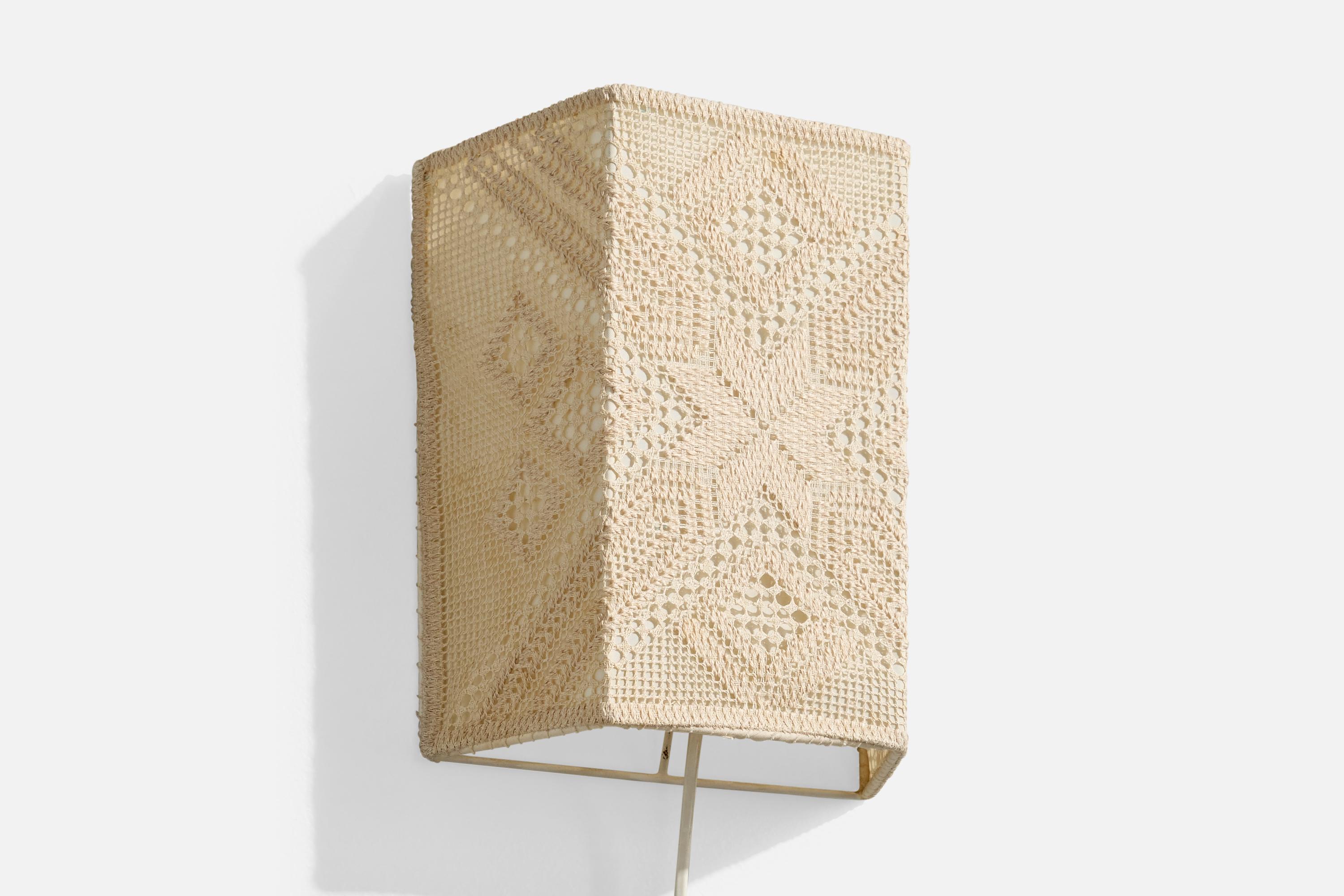 Mid-20th Century Swedish Designer, Wall Lights, Metal, Fabric, Sweden, 1960s For Sale
