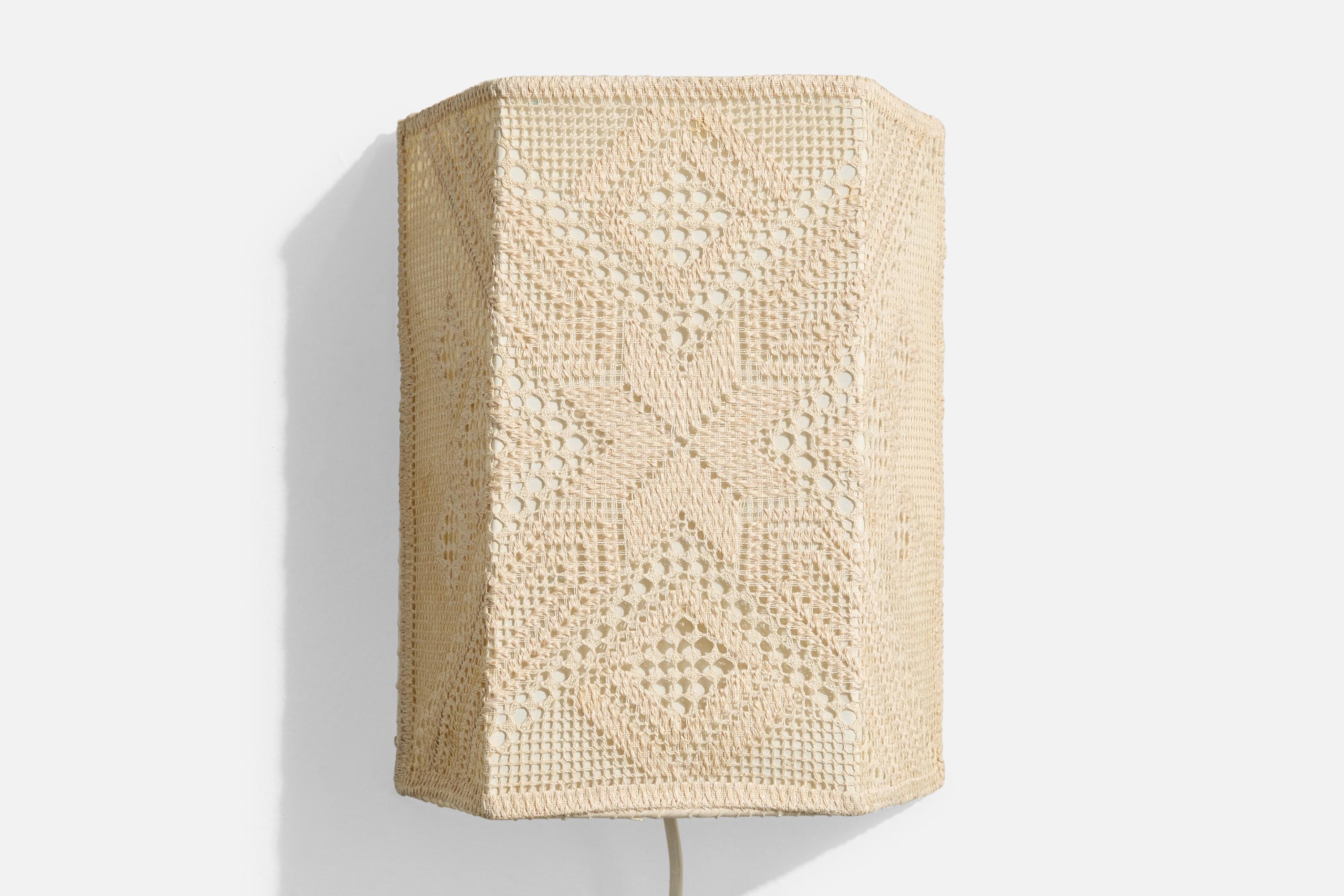 Swedish Designer, Wall Lights, Metal, Fabric, Sweden, 1960s For Sale 1