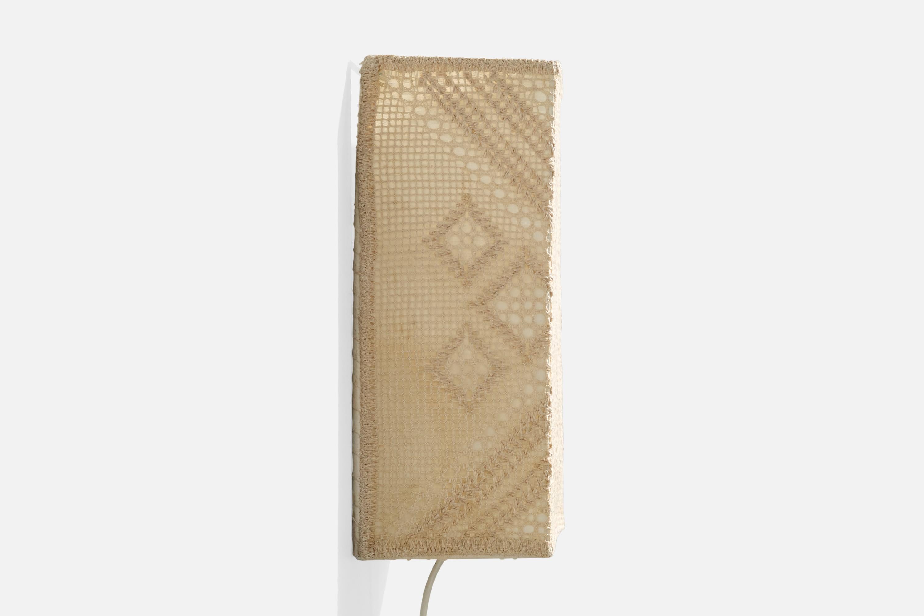 Swedish Designer, Wall Lights, Metal, Fabric, Sweden, 1960s For Sale 2