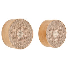 Swedish Designer, Wall Lights, Pine, Fabric, Sweden, 1960s Swedish Designer, Wall Lights, Pine, Fabric, Sweden, 1960s