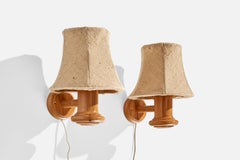 Diseñador sueco, apliques, pino, tela, Suecia, años 70