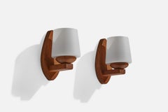 Schwedischer Designer, Wall Lights, Kiefer, Glas, Schweden, 1970er