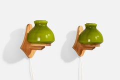 Designer svedese, lampade da parete, pino, vetro, Svezia, anni '70