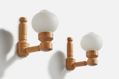 Designer svedese, lampade da parete, pino, vetro, Svezia, anni '70