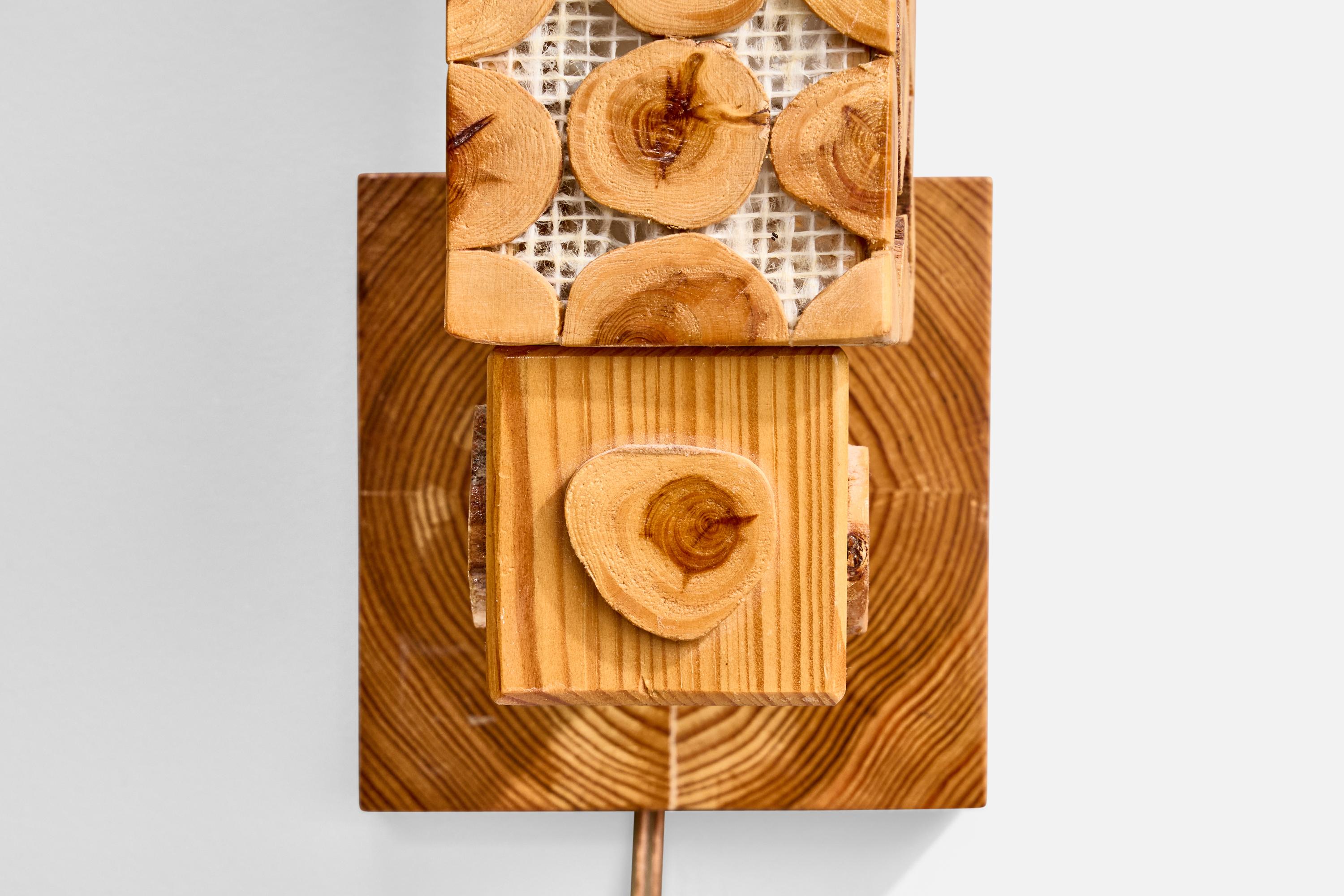 Swedish Designer, Wall Lights, Pine, Raffia, Sweden, 1970s For Sale 4