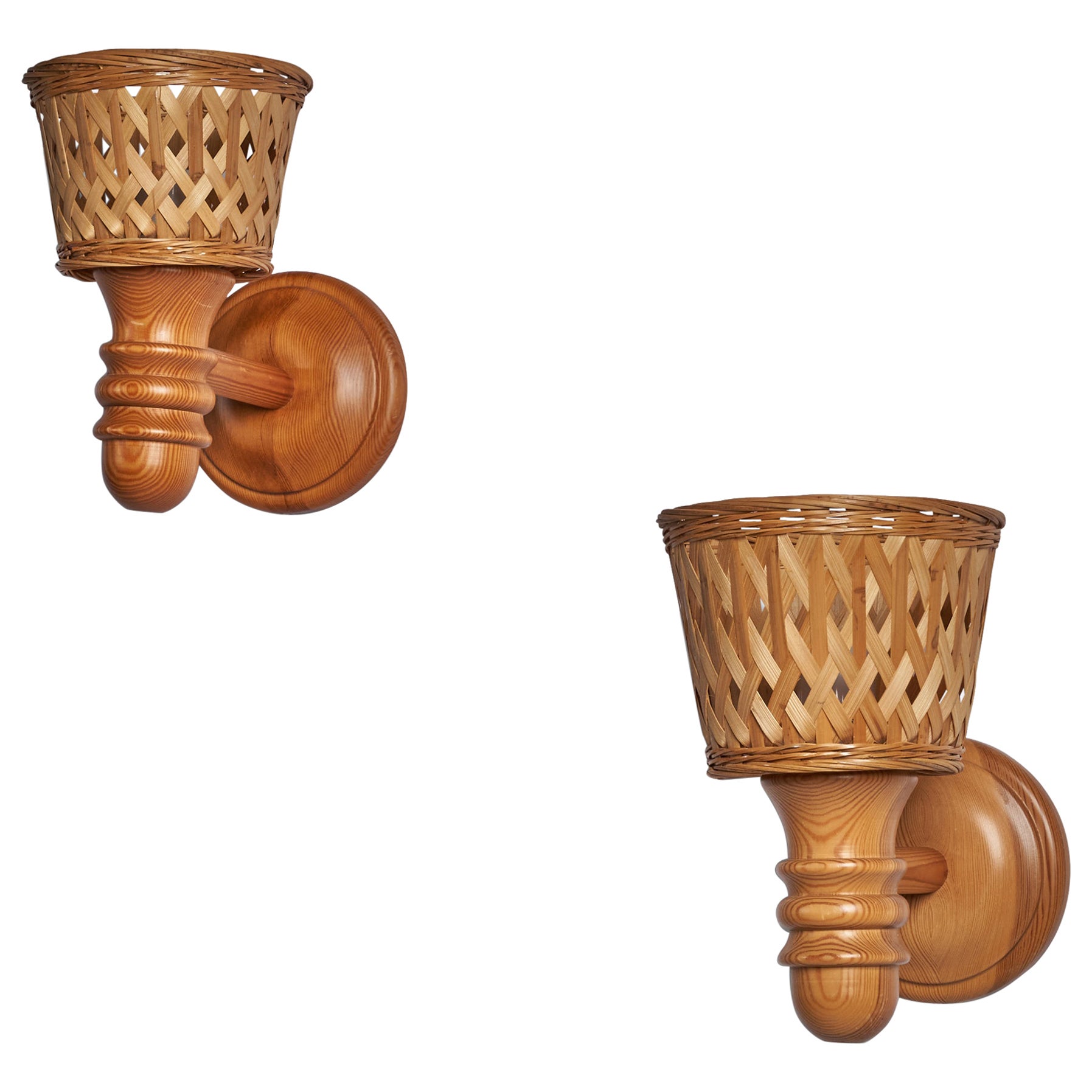 Designer suédois, Design-Light, pin, rotin, années 1970