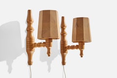 Designer suédois, lampes murales, pin, Suède, années 1970