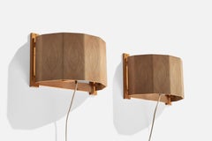 Diseñador sueco, apliques de pared, pino, Suecia, años 70