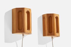 Diseñador sueco, apliques de pared, pino, Suecia, años 70