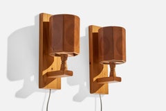 Designer suédois, lampes murales, pin, Suède, années 1970