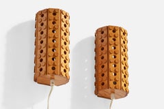 Schwedischer Designer, Wall Lights, Kiefer, Schweden, 1970er