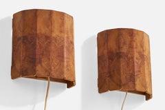 Swedish Designer, Wall Lights, Pine, Sweden, 1970s
