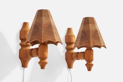 Designer suédois, lampes murales, pin, Suède, années 1970