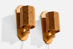 Designer suédois, lampes murales, pin, Suède, années 1970
