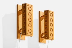 Swedish Designer, Wall Lights, Pine, Sweden, 1970s