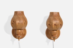 Schwedischer Designer, Wall Lights, Kiefer, Schweden, 1970er