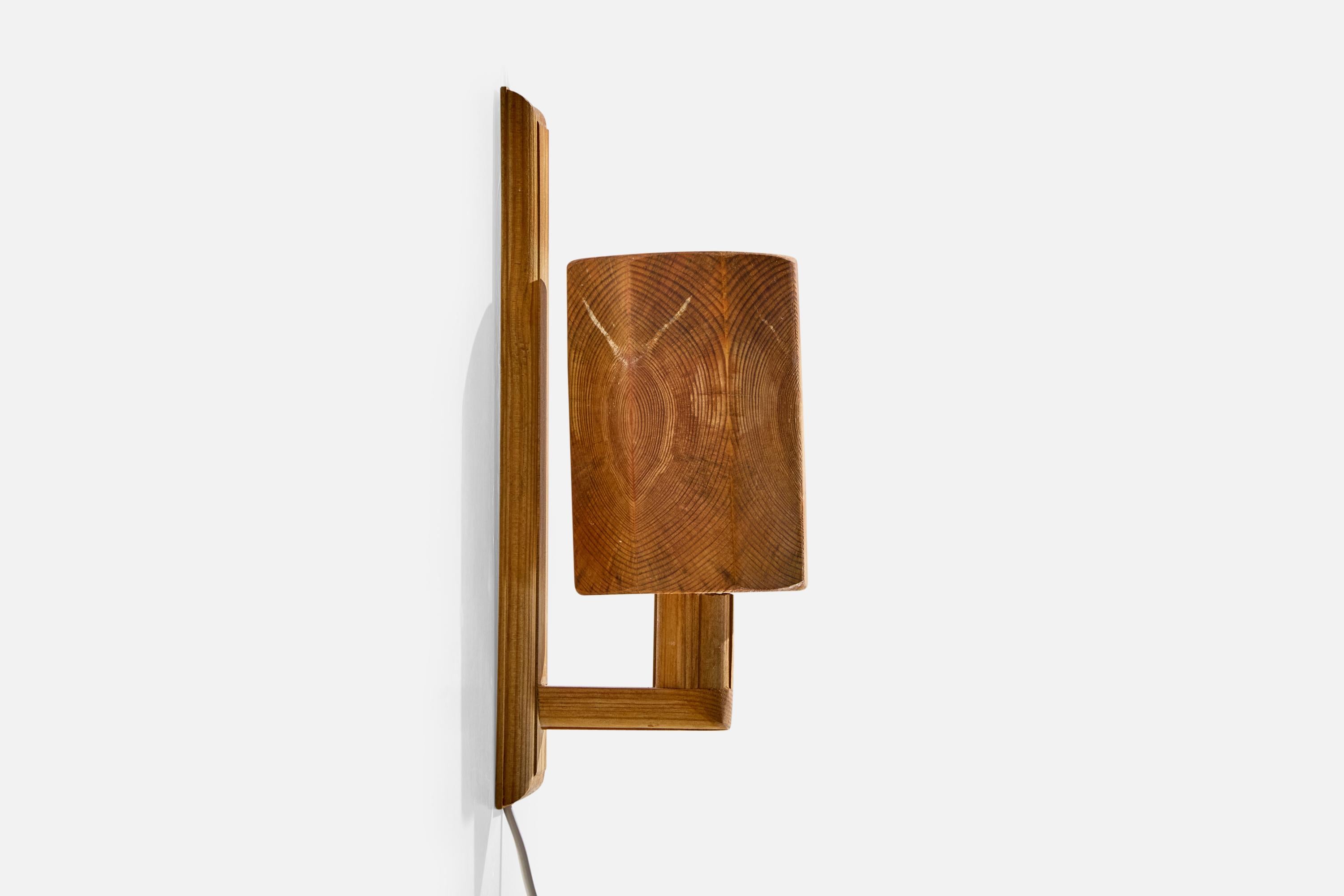 Late 20th Century Swedish Designer, Wall Lights, Pine, Sweden, 1970s For Sale