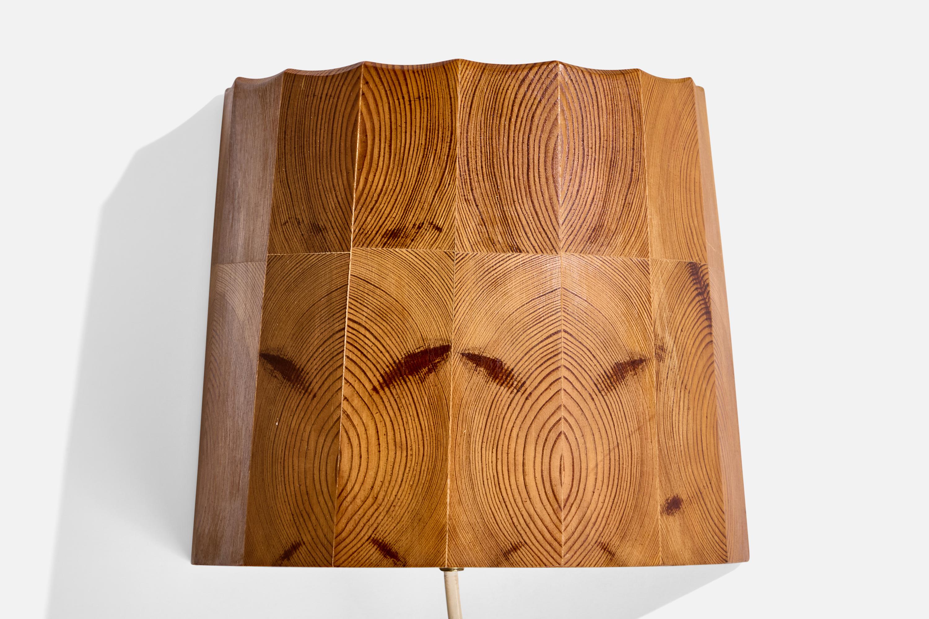 Late 20th Century Swedish Designer, Wall Lights, Pine, Sweden, 1970s For Sale