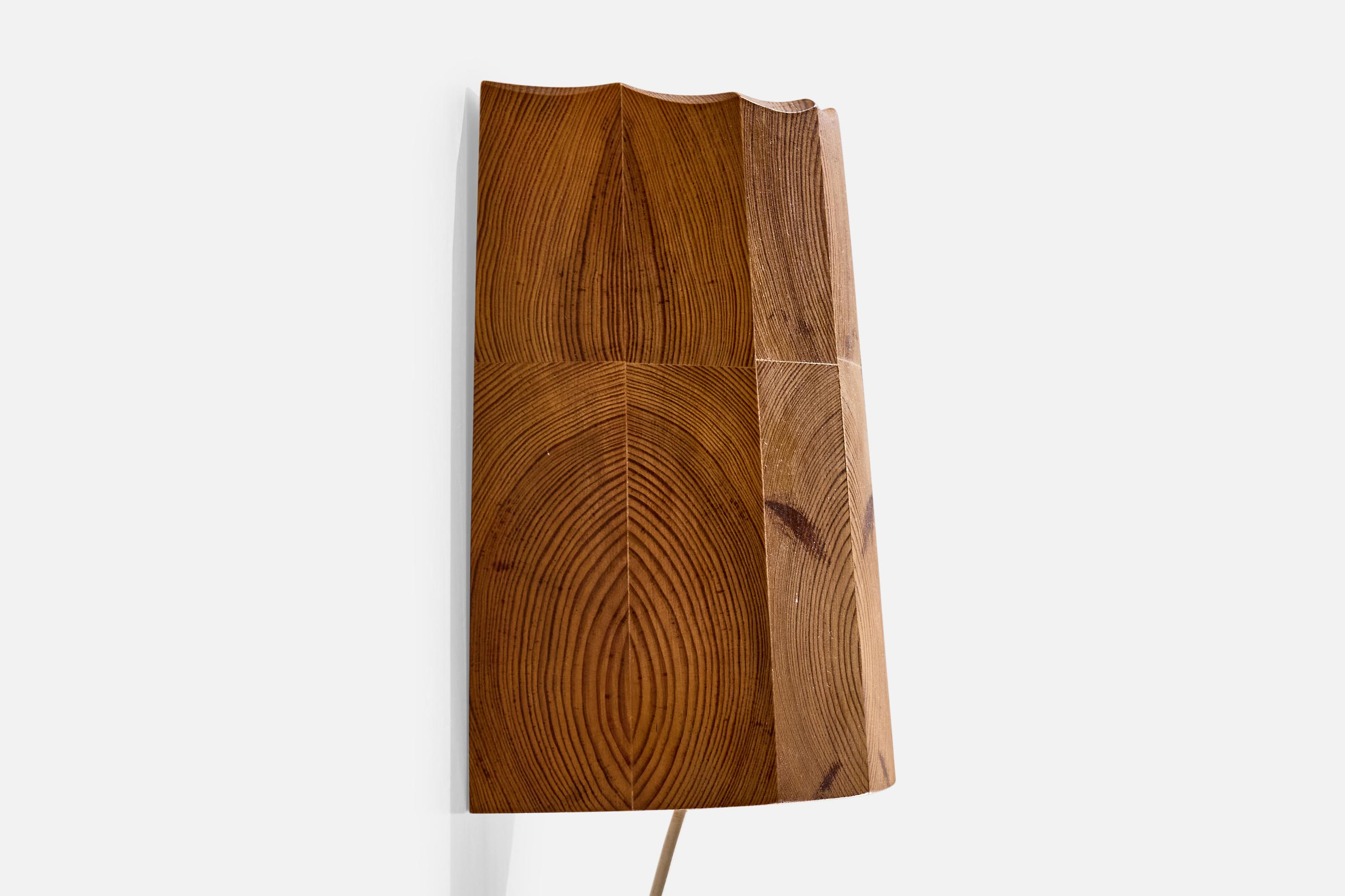 Wood Swedish Designer, Wall Lights, Pine, Sweden, 1970s For Sale