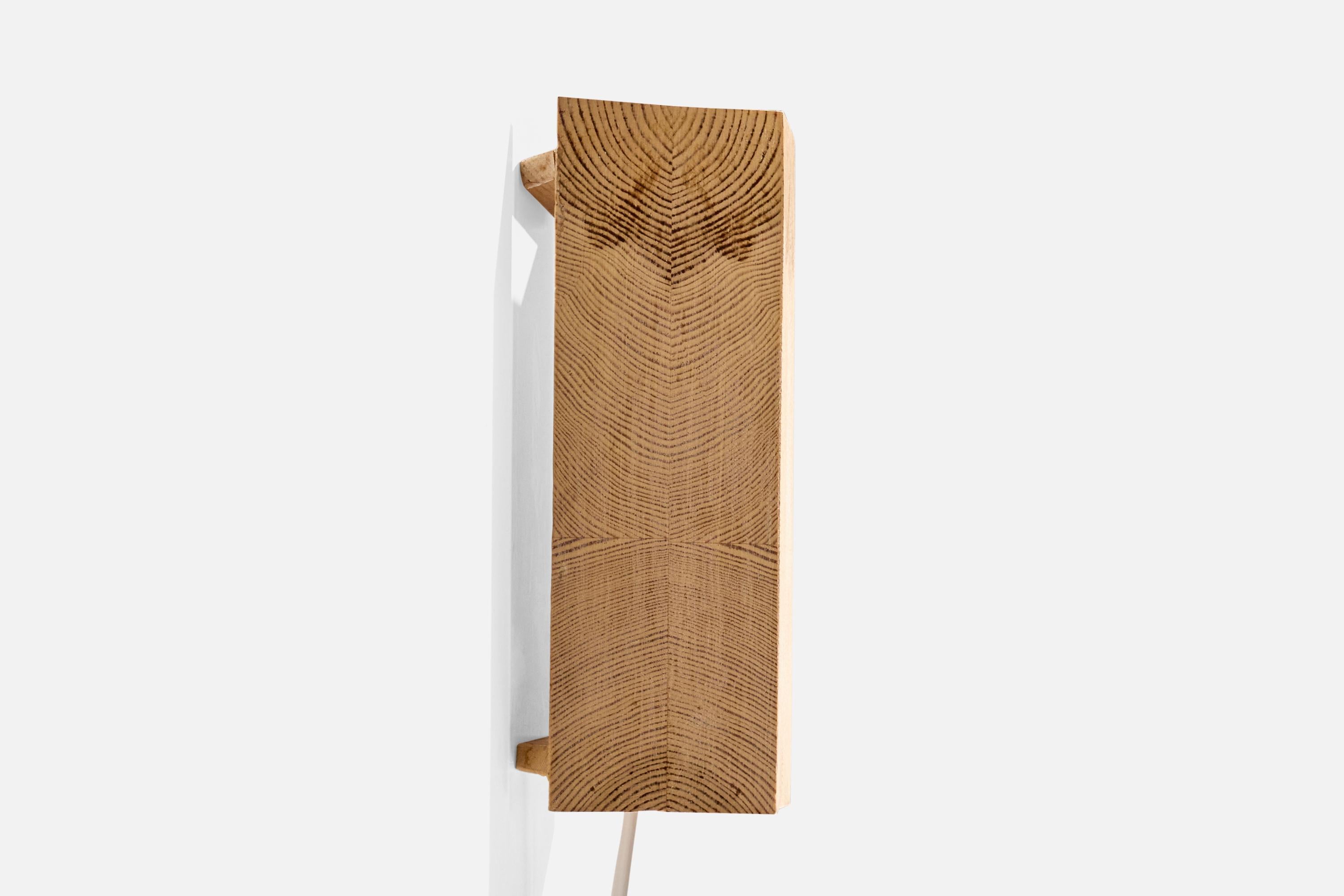 Wood Swedish Designer, Wall Lights, Pine, Sweden, 1970s For Sale