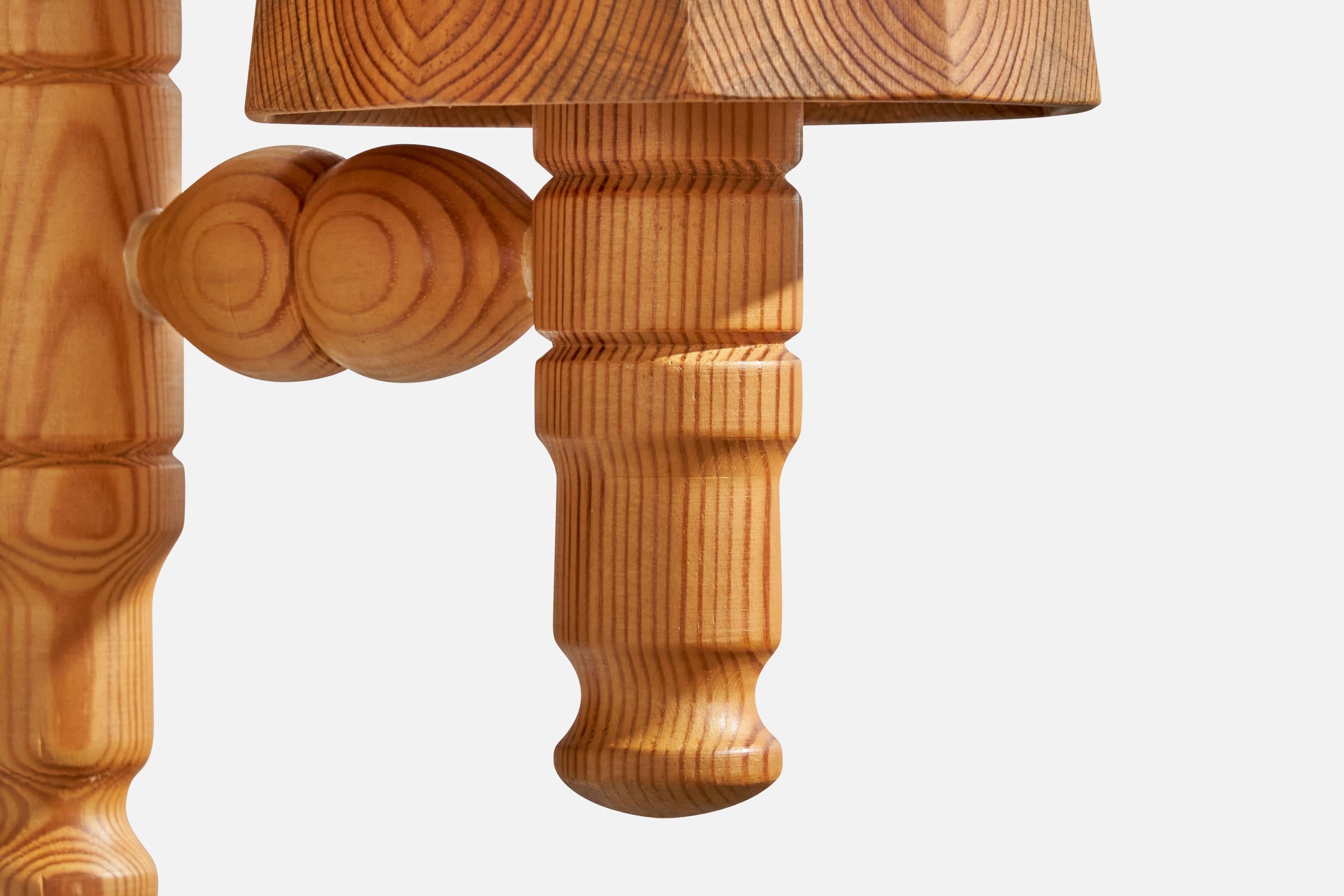 Swedish Designer, Wall Lights, Pine, Sweden, 1970s For Sale 4