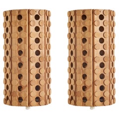 Swedish Designer, Wall Lights, Pine, Sweden, 1970s