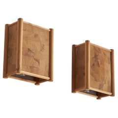 Swedish Designer, Wall Lights, Pine, Sweden, 1970s