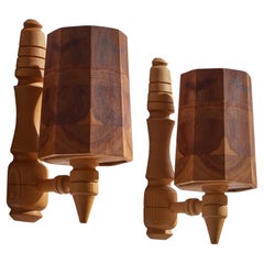 Designer suédois, lampes murales, pin, Suède, années 1970