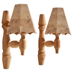 Designer suédois, lampes murales, pin, Suède, années 1970