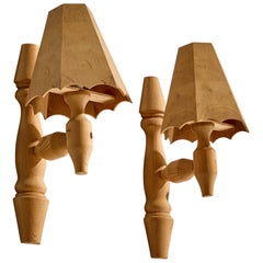Designer suédois, lampes murales, pin, Suède, années 1970