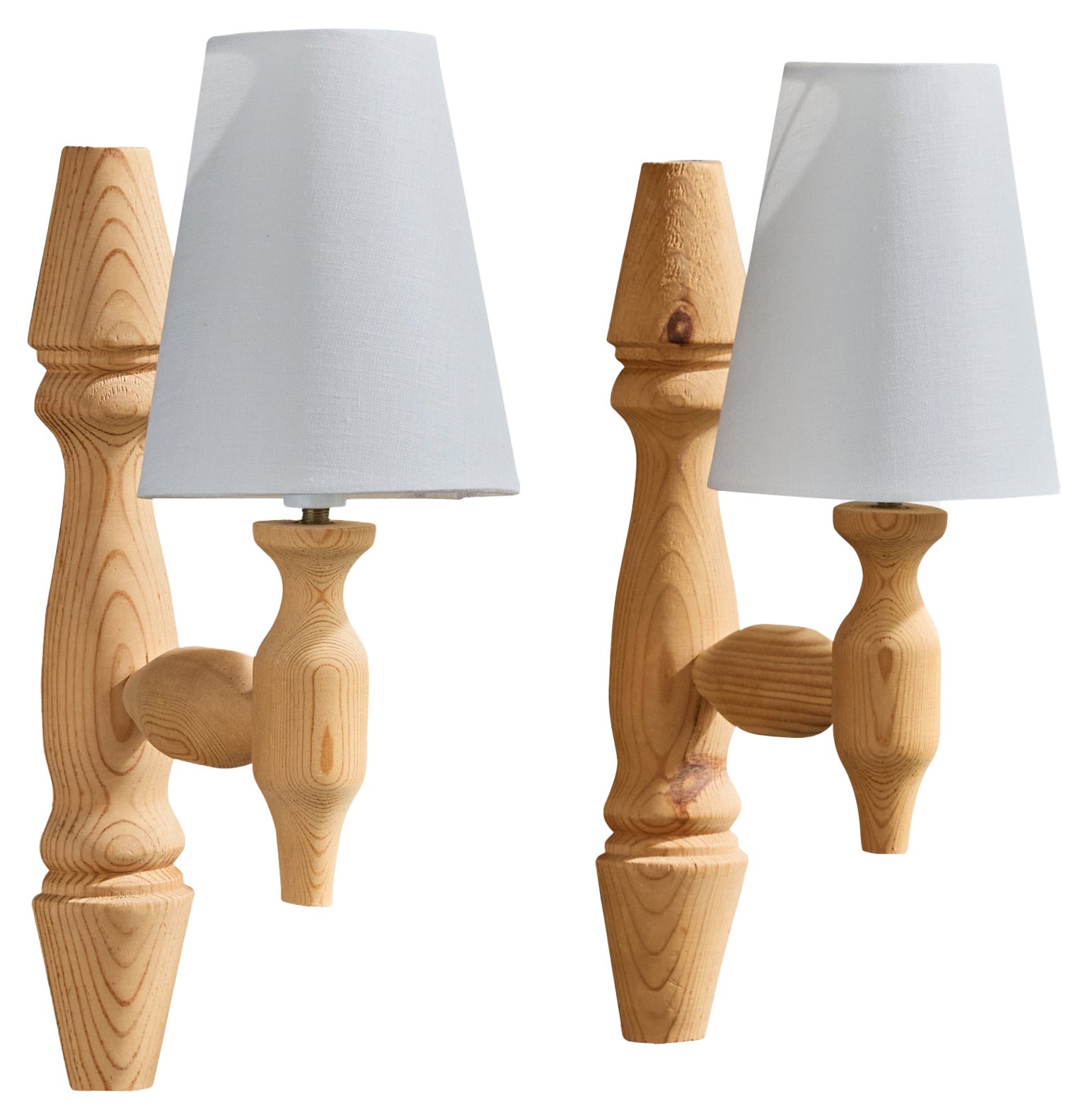 Designer suédois, lampes murales, pin, Suède, années 1970