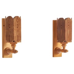 Swedish Designer, Wall Lights, Pine, Sweden, 1970s