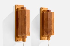 Swedish Designer, Wall Lights, Pine, Sweden, 1970s