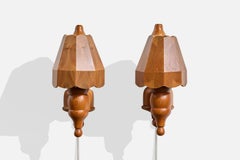 Schwedischer Designer, Wall Lights, Kiefer, Schweden, 1980er