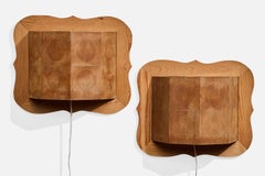 Swedish Designer, Wall Lights, Pine, Sweden, 1980s