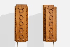 Swedish Designer, Wall Lights, Pine, Sweden, 1980s
