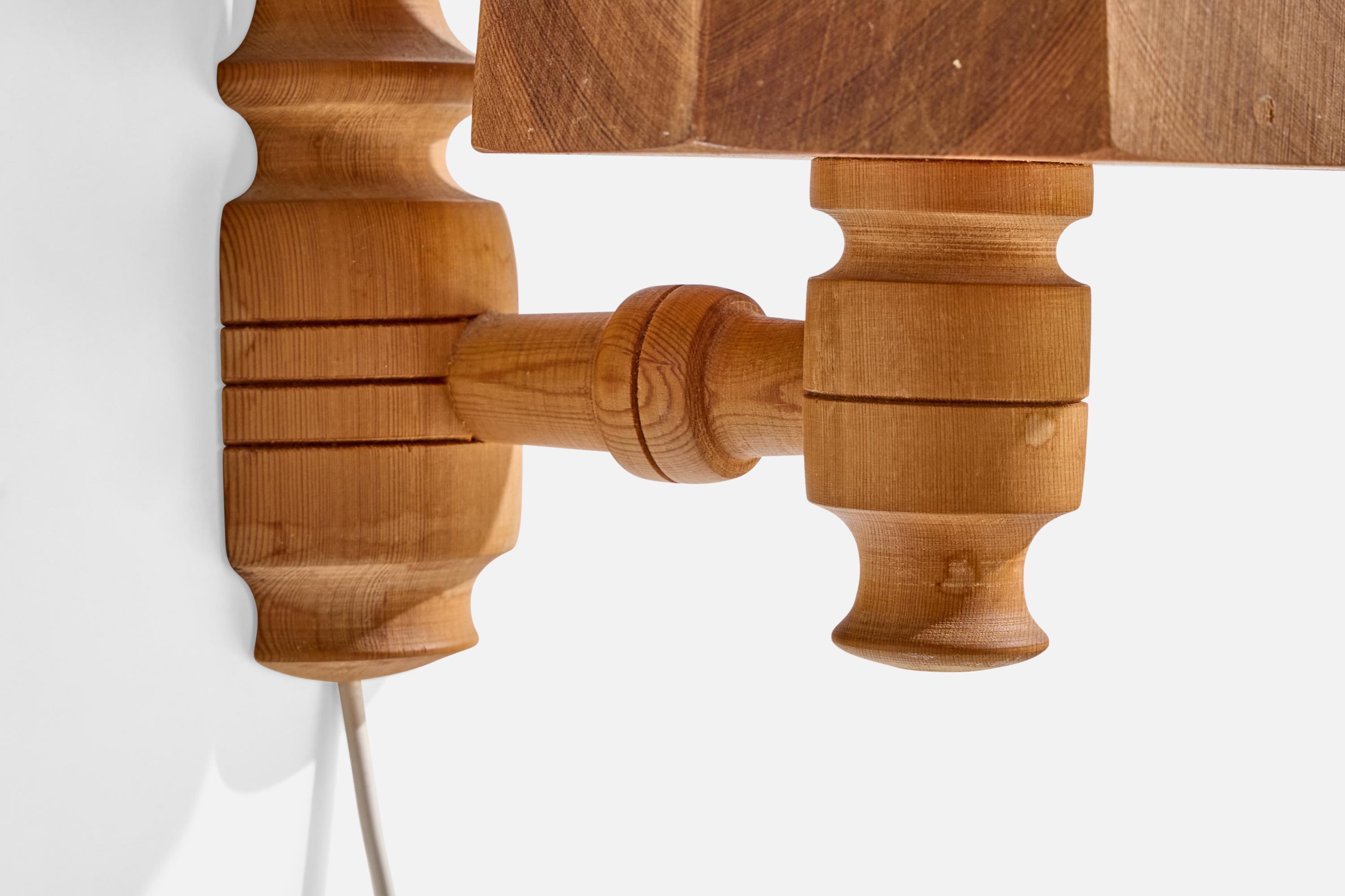 Swedish Designer, Wall Lights, Pine, Sweden, 1980s For Sale 3