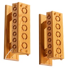 Swedish Designer, Wall Lights, Pine, Sweden, 1980s
