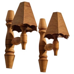 Swedish Designer, Wall Lights, Pine, Sweden, 1980s