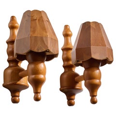 Swedish Designer, Wall Lights, Pine, Sweden, 1980s