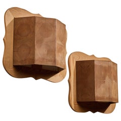 Swedish Designer, Wall Lights, Pine, Sweden, 1980s
